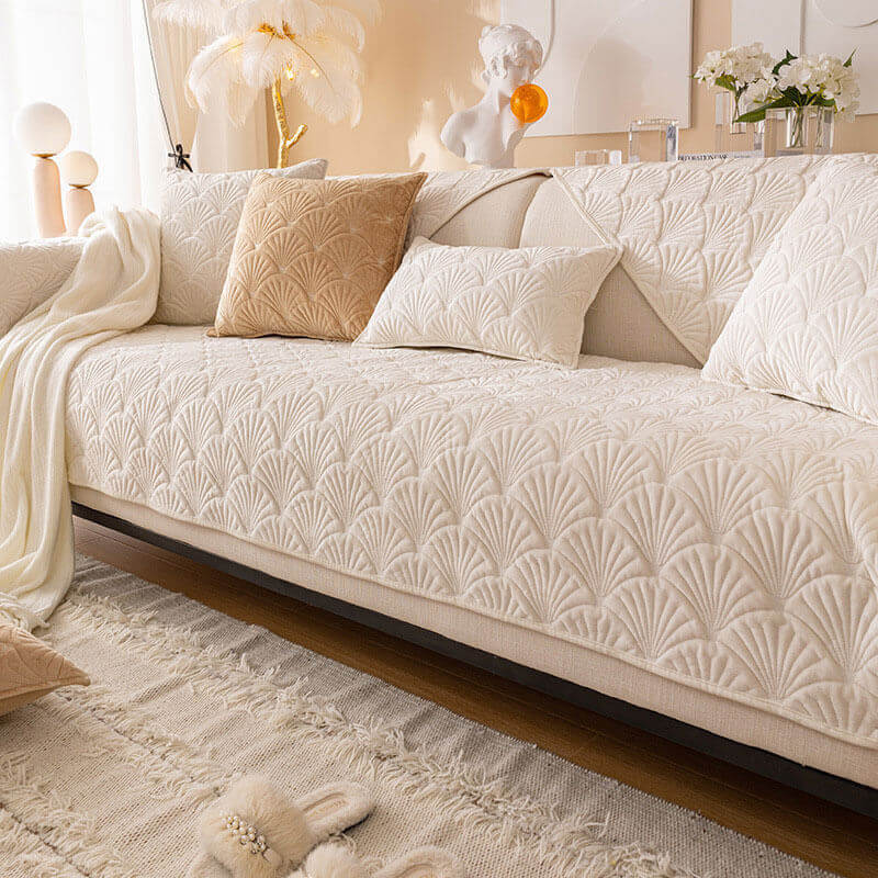Anti-Slip Sectional Couch Cover - Durable Velvet Plush Protection 8