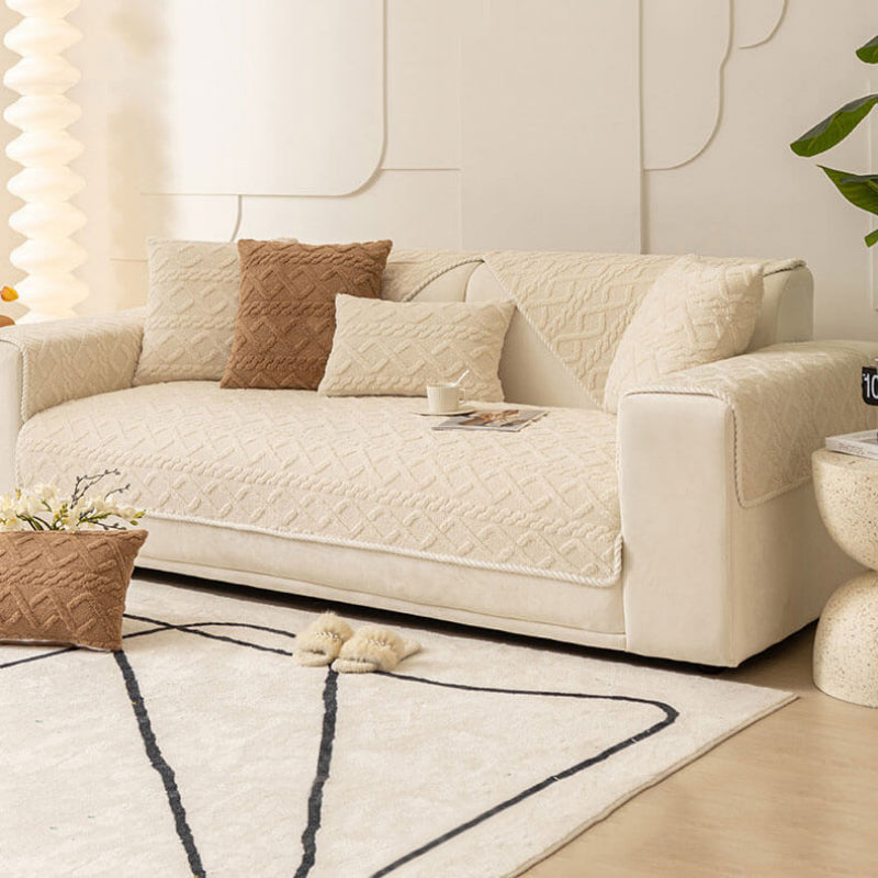 Anti-Slip Sectional Couch Cover - Durable Velvet Plush Protection 9