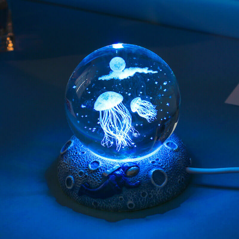 AquaSphere LED Night Light - 3D Laser Engraving & Multicolor Glow 0