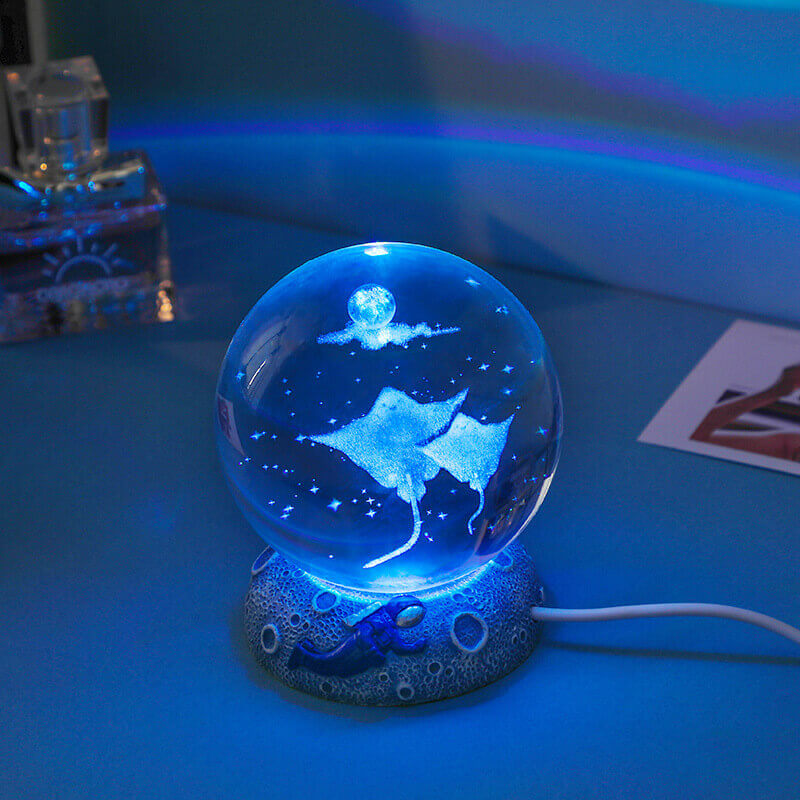 AquaSphere LED Night Light - 3D Laser Engraving & Multicolor Glow 1