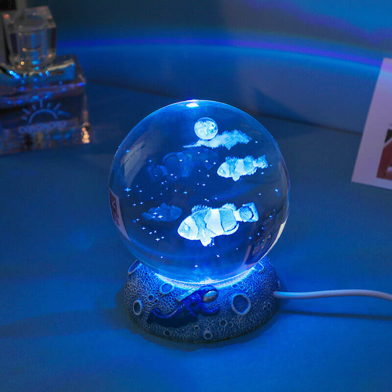 AquaSphere LED Night Light - 3D Laser Engraving & Multicolor Glow 11