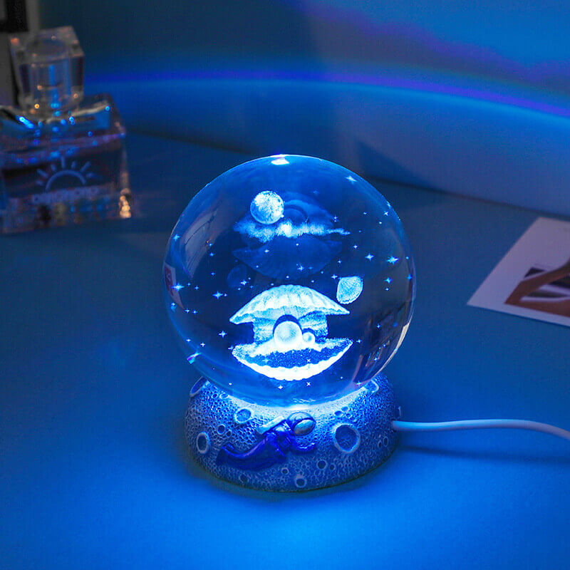 AquaSphere LED Night Light - 3D Laser Engraving & Multicolor Glow 2