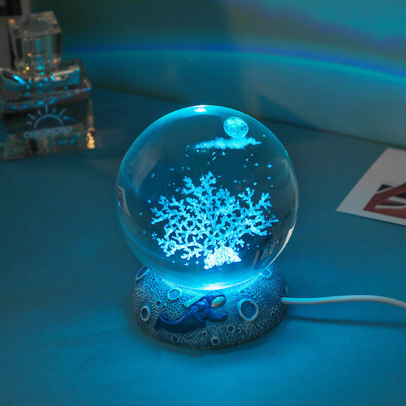 AquaSphere LED Night Light - 3D Laser Engraving & Multicolor Glow 3