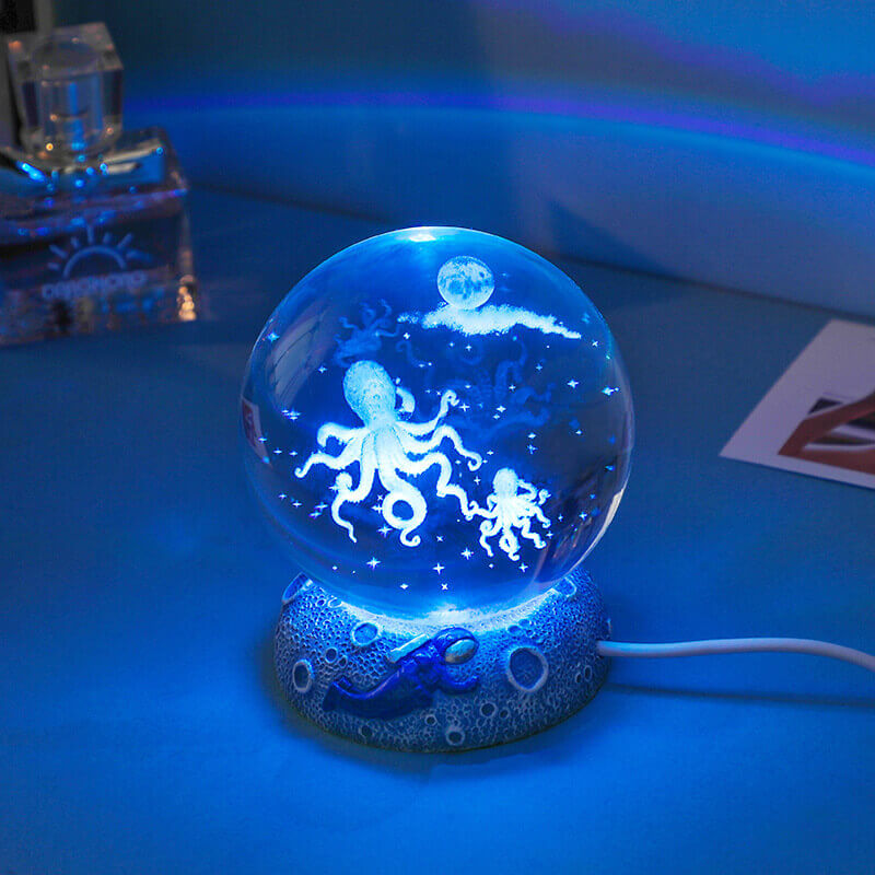 AquaSphere LED Night Light - 3D Laser Engraving & Multicolor Glow 5
