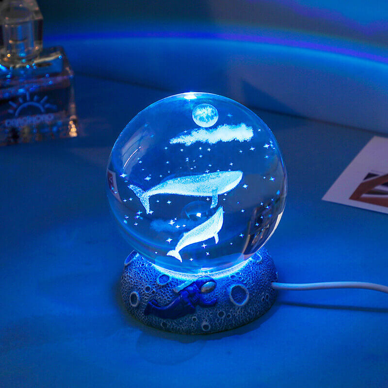 AquaSphere LED Night Light - 3D Laser Engraving & Multicolor Glow 6