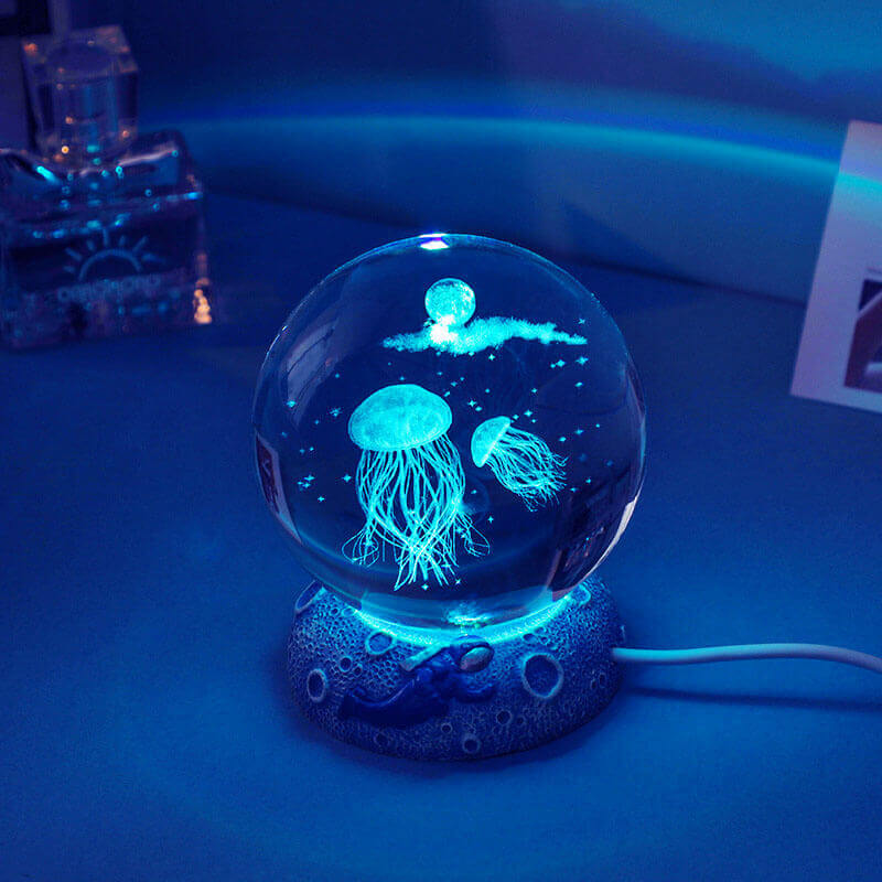 AquaSphere LED Night Light - 3D Laser Engraving & Multicolor Glow 8