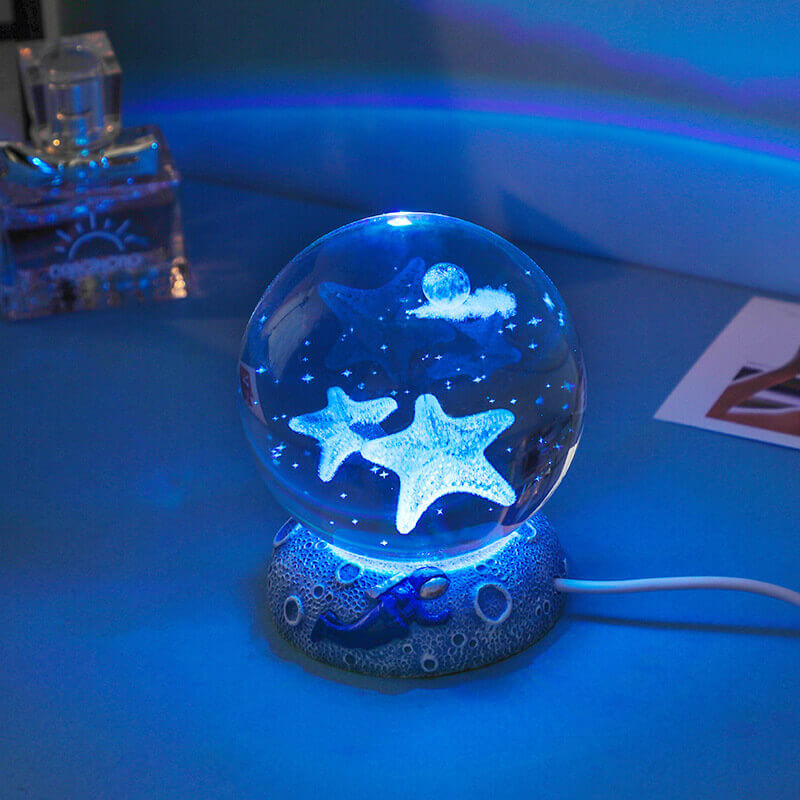 AquaSphere LED Night Light - 3D Laser Engraving & Multicolor Glow 9