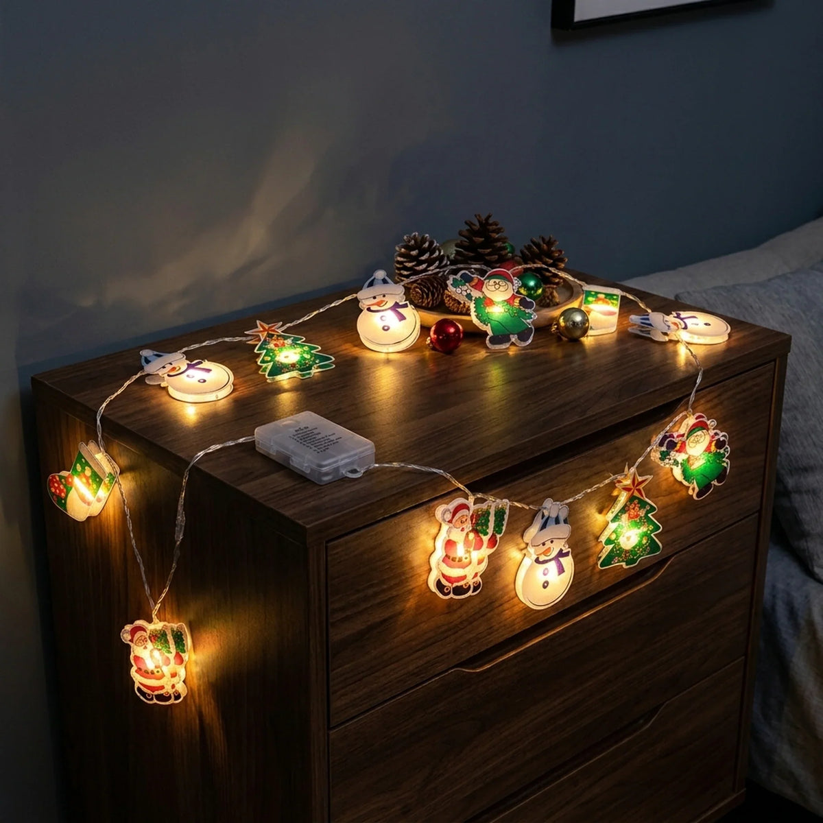 Art Deco LED Christmas Table Lights - Battery-Powered Warm Glow String Lights for Holiday Decoration 1