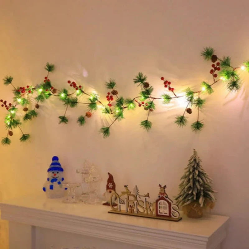 Art Deco LED String Lights with Copper Leaves and Red Fruit Accents for Bedroom Decoration – 20 Lights, Battery Powered, 78.74 Inch Length 4