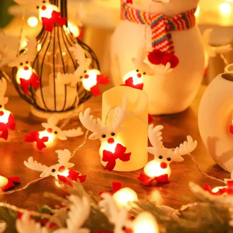 Art Deco LED String Lights with Copper Wire, Snowman and Deer Design, Battery Operated, 10 or 20 Light Options for Indoor Decor 6