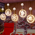 Art Deco LED Wall Sconce with Festive Santa, Bell, Deer, and Snow Designs – Battery Powered Wall Lights for Dining Room 1
