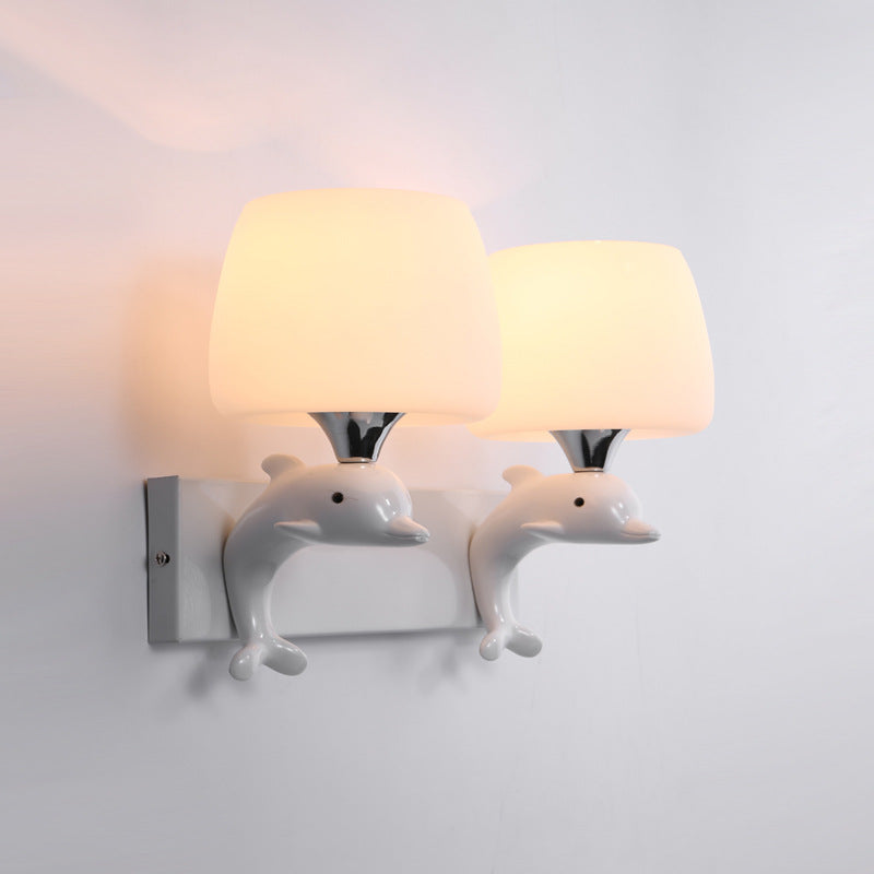 Art Deco Wall Sconce Light – Ceramic and Opaline Glass for Cozy Ambient Lighting 0