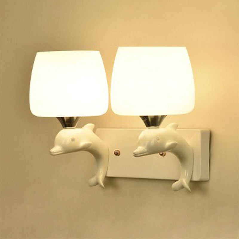Art Deco Wall Sconce Light – Ceramic and Opaline Glass for Cozy Ambient Lighting 1