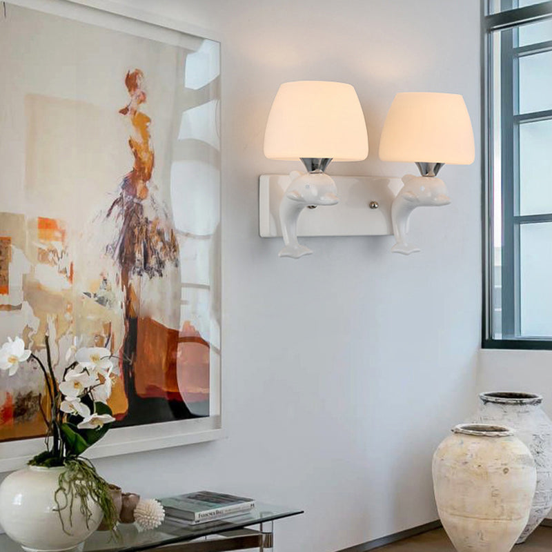 Art Deco Wall Sconce Light – Ceramic and Opaline Glass for Cozy Ambient Lighting 2