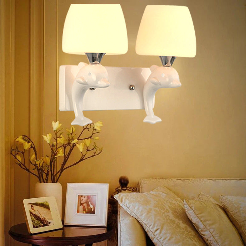 Art Deco Wall Sconce Light – Ceramic and Opaline Glass for Cozy Ambient Lighting 3