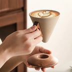 Espresso Cup Set Ceramic 180ml 250ml Wooden Handles 6