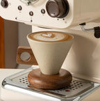 Espresso Cup Set Ceramic 180ml 250ml Wooden Handles 4