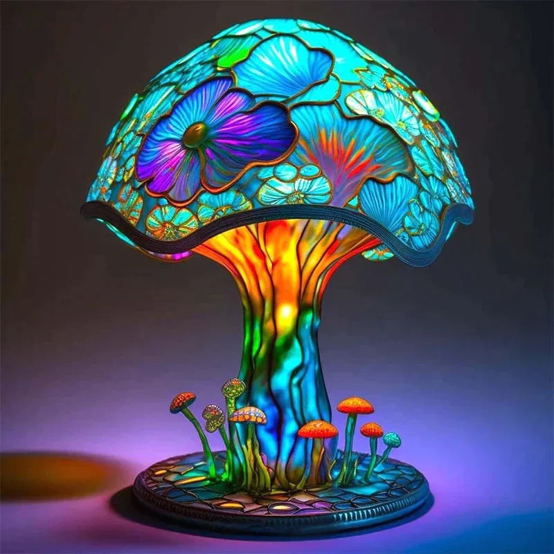 Artistic Table Lamp with Colorful Glass Shade – Decorative Bedside Table Lamps for Living Room and Bedroom Accent Lighting 0