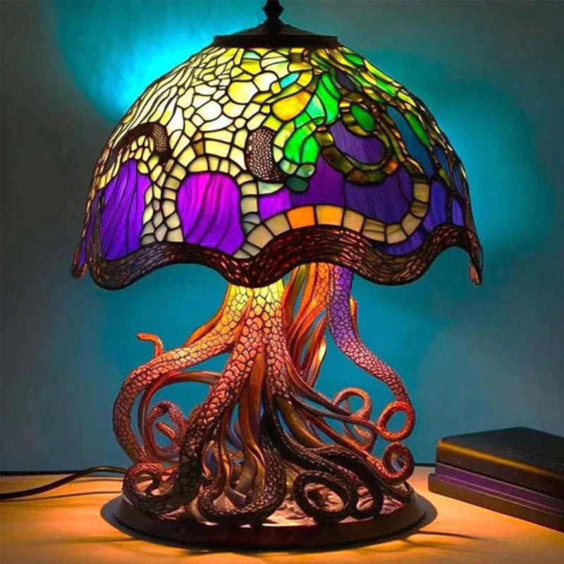 Artistic Table Lamp with Colorful Glass Shade – Decorative Bedside Table Lamps for Living Room and Bedroom Accent Lighting 6