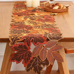 Autumn Leaves Table Runner - Embroidered Seasonal Dining Decor 0
