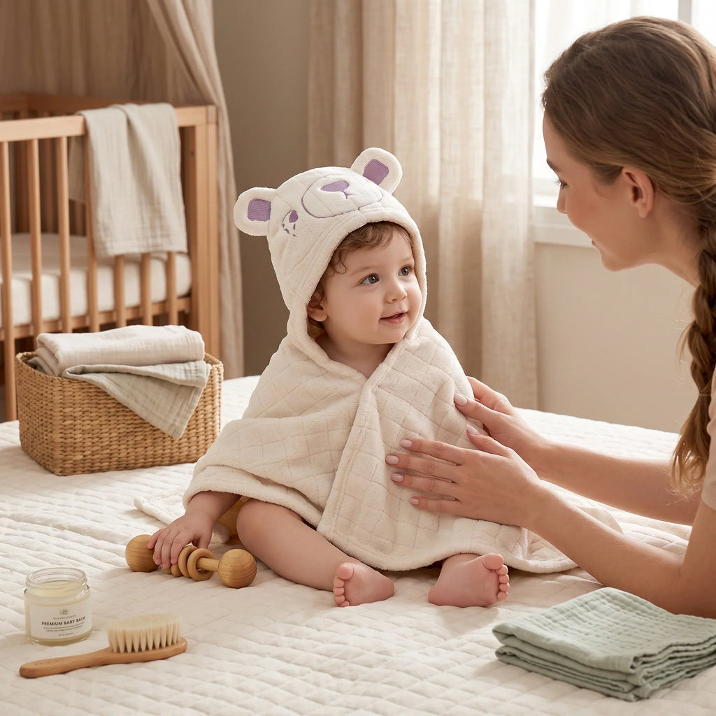 Baby Bath Towel Wrap - Soft, Absorbent & Gentle for Newborns 0