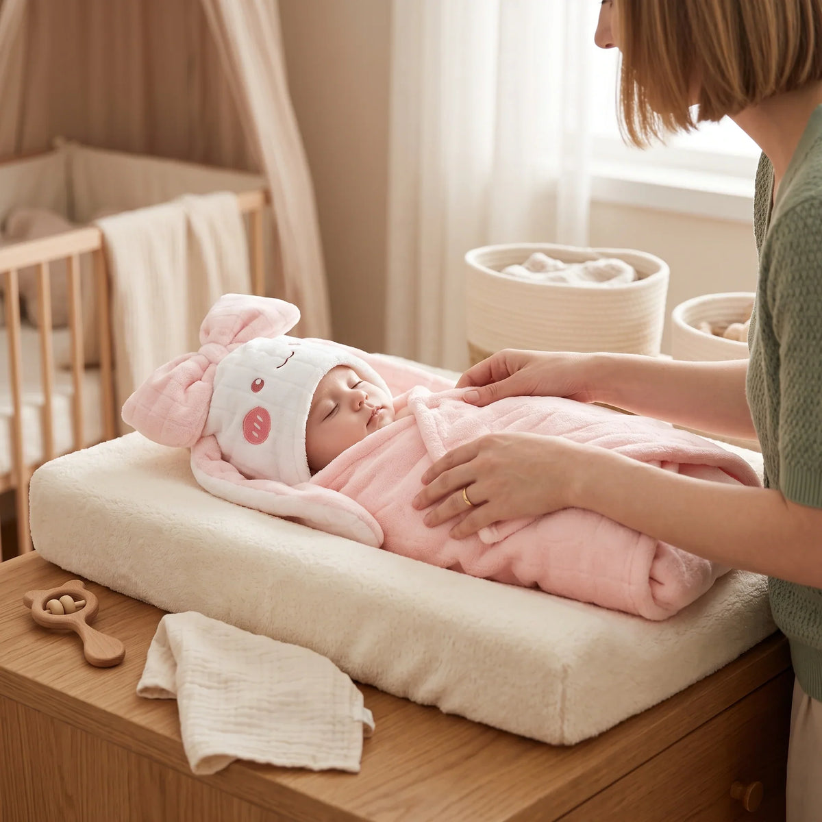 Baby Bath Towel Wrap - Soft, Absorbent & Gentle for Newborns 4