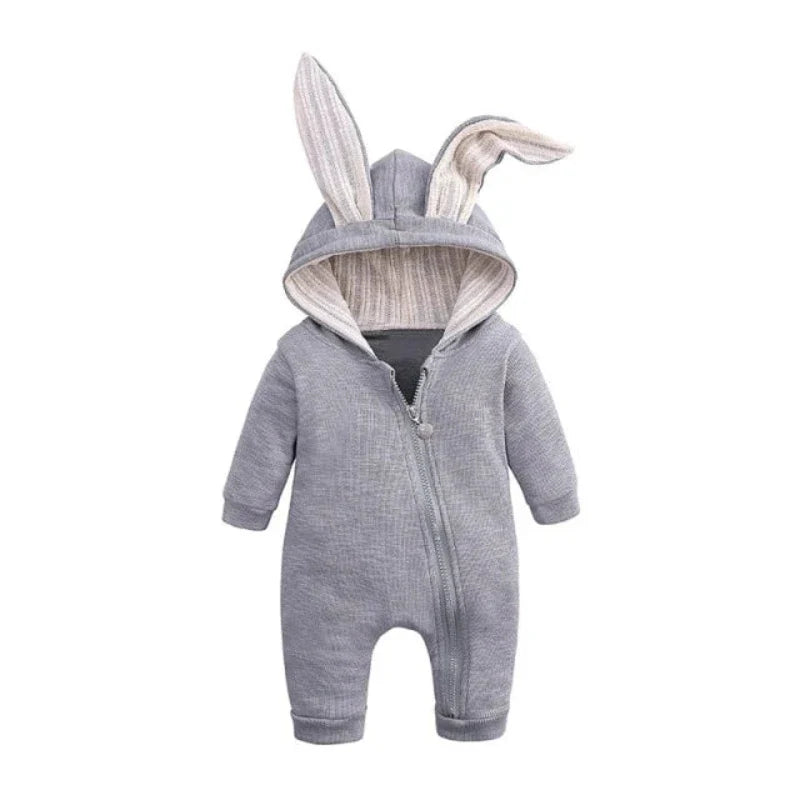Baby Hooded Bunny Onesie - Soft Cotton, Cozy Fit for Warmth 1