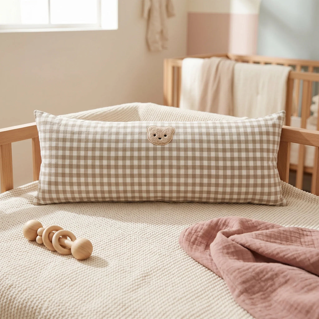Baby Pillow - Soft Cotton Plaid Design for Gentle Head Support 3