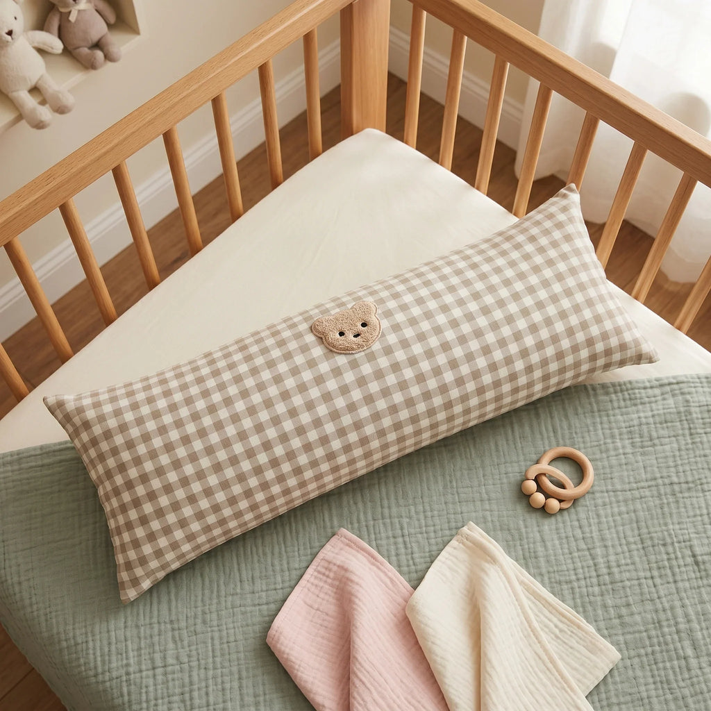 Baby Pillow - Soft Cotton Plaid Design for Gentle Head Support 4