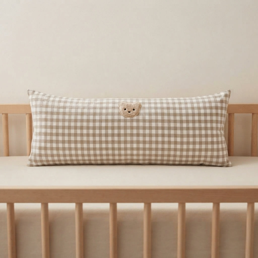 Baby Pillow Cotton Plaid Design for Gentle Head Support