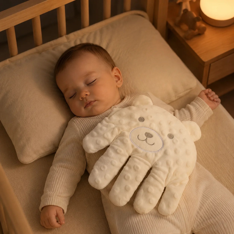 Baby Sleep Aid Pillow Hand Shaped Soft Breathable Fabric Battery Operated 4