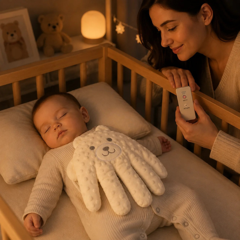 Baby Sleep Aid Pillow Hand Shaped Soft Breathable Fabric Battery Operated 6