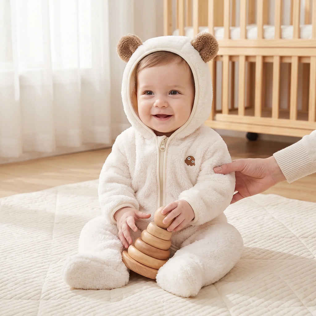 Baby Winter Jumpsuit - Soft Flannel Warmth for 0-3 Months Infants 1