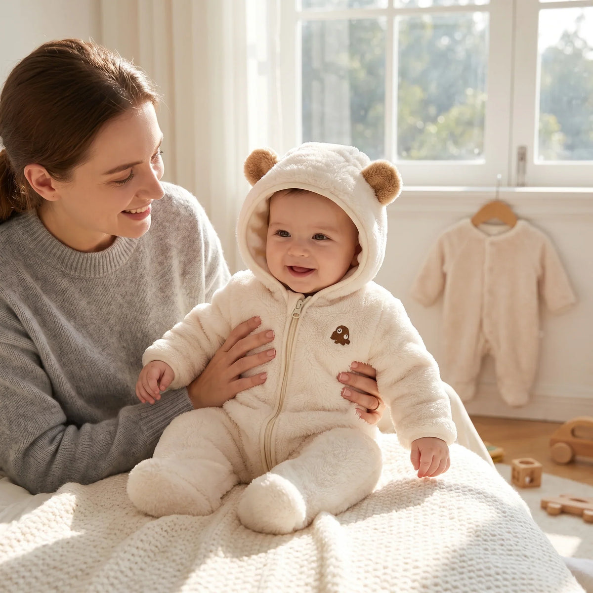 Baby Winter Jumpsuit - Soft Flannel Warmth for 0-3 Months Infants 2