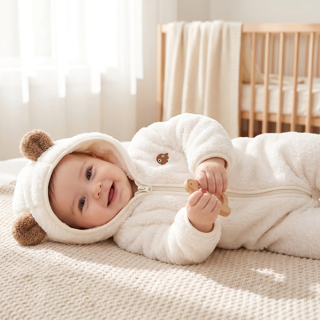 Baby Winter Jumpsuit - Soft Flannel Warmth for 0-3 Months Infants 5