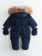 Baby Winter Suit - Warm Padded, Faux Fur Hood 07