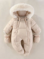 Baby Winter Suit Padded Polyester Cotton Faux Fur Hood