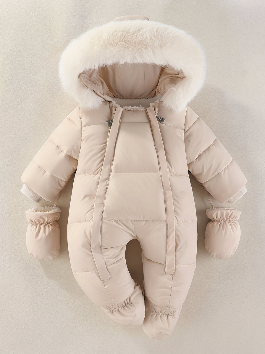 Baby Winter Suit Padded Polyester Cotton Faux Fur Hood