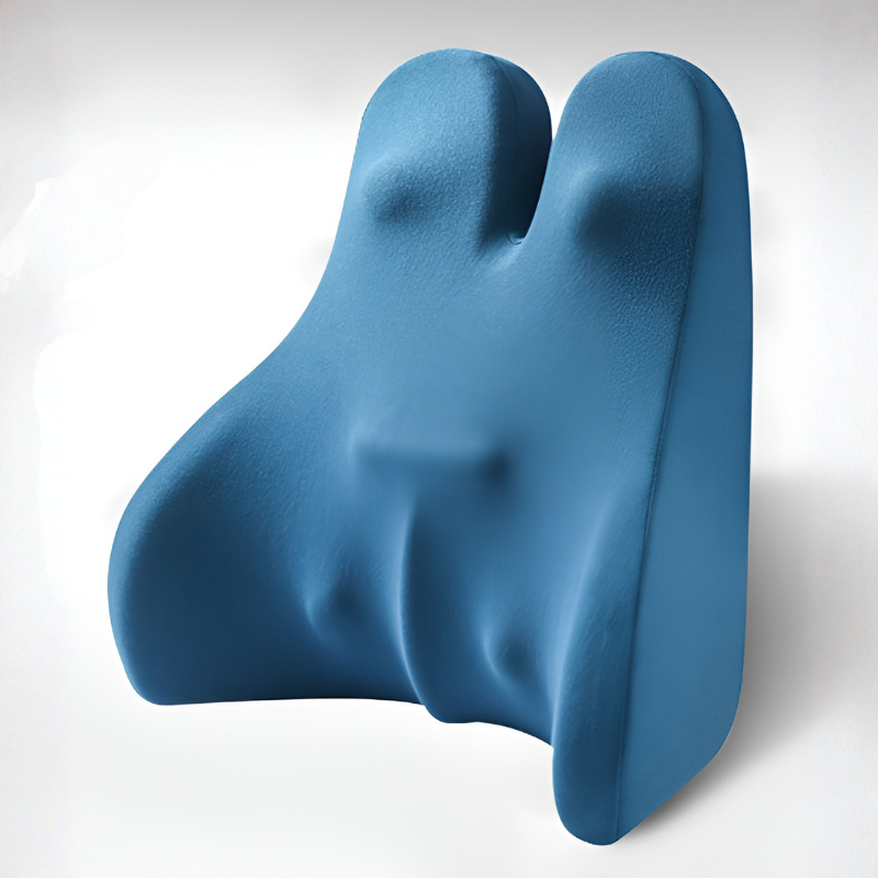 Blue neck pillow on a white background