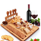Bamboo Cheese Board Set with 4 Stainless Steel Cheese Knives 09