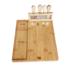 Bamboo Cheese Board Set with 4 Stainless Steel Cheese Knives 08