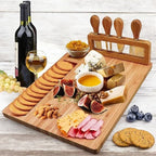 Bamboo Cheese Board Set with 4 Stainless Steel Cheese Knives 07
