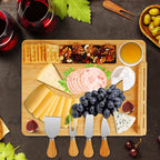 Bamboo Cheese Board Set with 4 Stainless Steel Cheese Knives 06