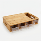 Bamboo Cutting Board Set - Efficient Food Prep with Storage Drawers 0