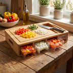 Bamboo Cutting Board Set - Efficient Food Prep with Storage Drawers 1