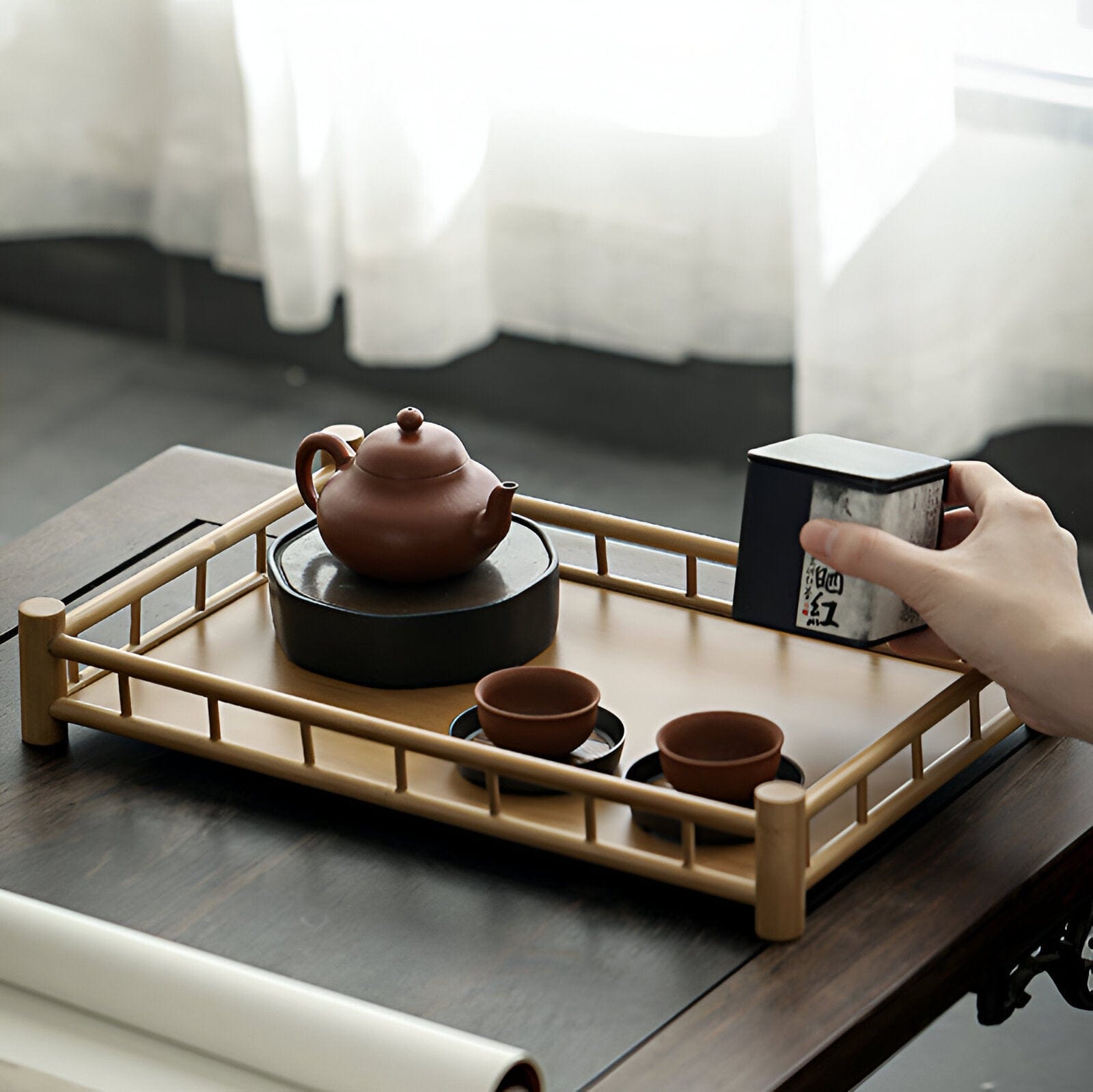 Bamboo Tea Tray - Elegant Design for Mindful Tea Rituals & Gatherings 3