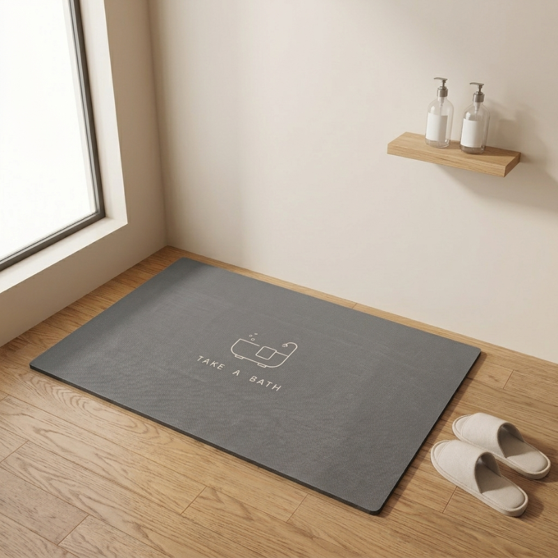 Bath Mat Diatom Mud Non Slip Washable Dark Design