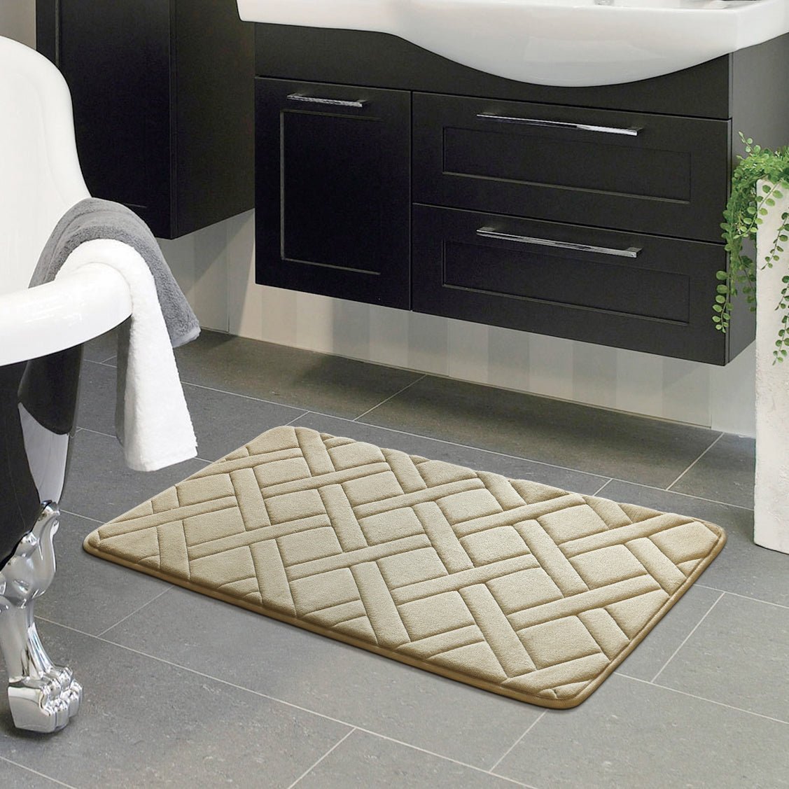 Bathroom Mat - Soft Microfiber Non-Slip Rug with Elegant Cross Pattern 6