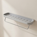Bathroom Storage Rack ABS Stainless Steel Self Adhesive Wall Mount 01