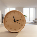 Beech Wood Alarm Clock - Minimalist Design with Silent Movement 0